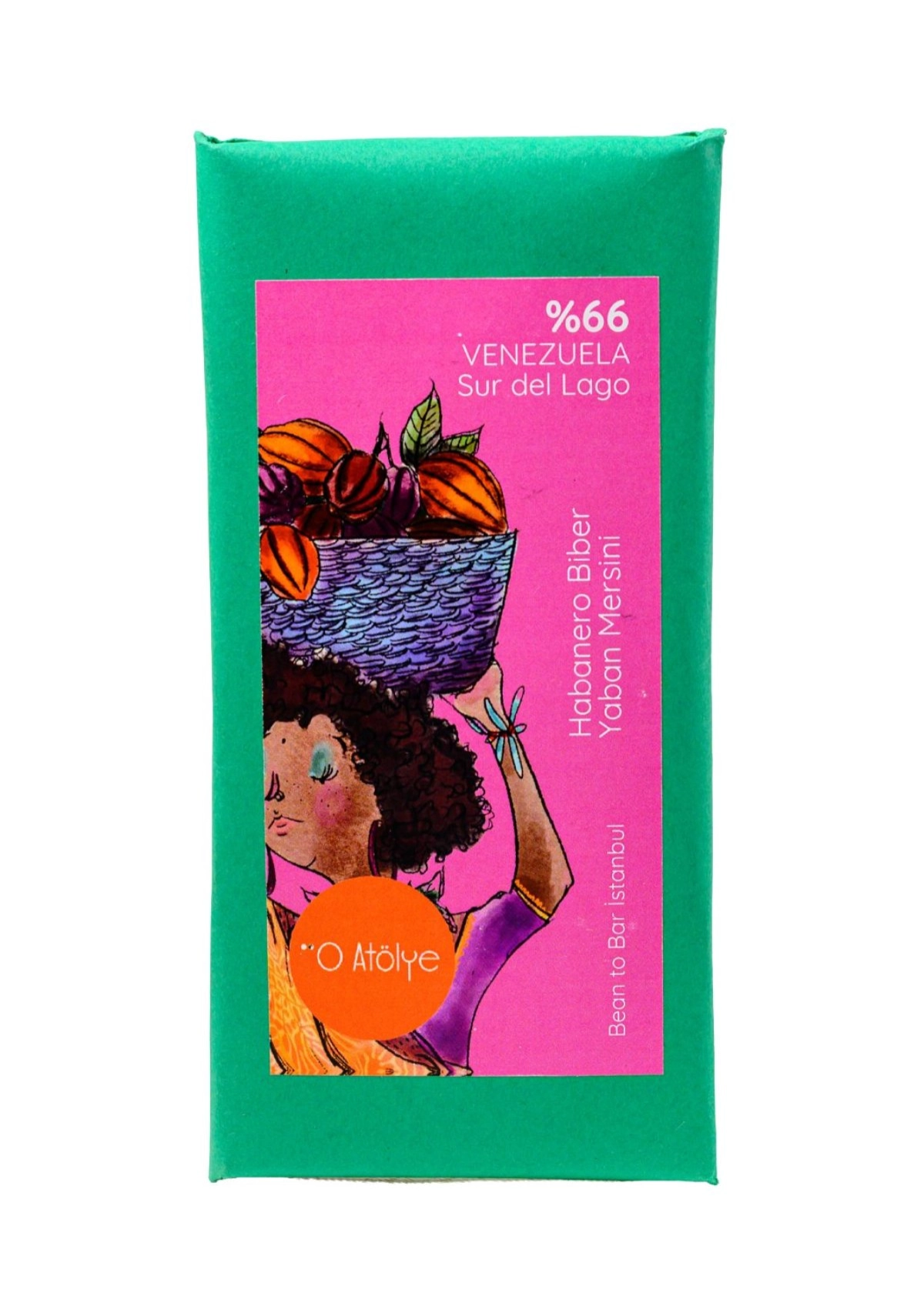 Venezuela Sur del Lago %66 Kakao Habanero Biber &amp; Yaban Mersinli Bean to Bar Çikolata – 80 g