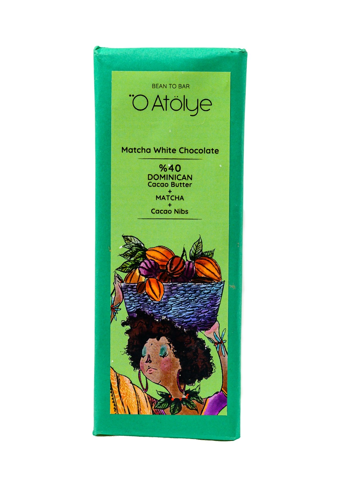 Matcha Beyaz Çikolata – Kakao Nib Parçalı Bean to Bar Tablet - 65 g